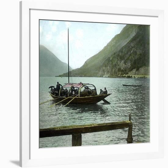 Boat on the Italian Shores of Lake Lugano, Circa 1890-Leon, Levy et Fils-Framed Photographic Print