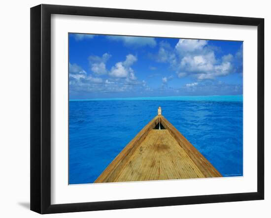 Boat on the Pacific Ocean, Bora Bora, Tahiti, Society Islands, French Polynesia, Pacific-Mark Mawson-Framed Photographic Print