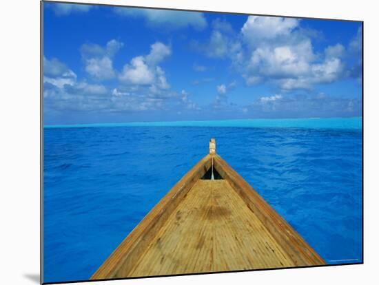 Boat on the Pacific Ocean, Bora Bora, Tahiti, Society Islands, French Polynesia, Pacific-Mark Mawson-Mounted Photographic Print