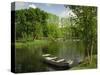 Boat on the River Charente, St. Simeux, Poitou Charentes, France, Europe-Michael Busselle-Stretched Canvas