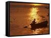 Boat on the River Ganges in Allahabad, India-Rajesh Kumar Singh-Framed Stretched Canvas