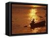 Boat on the River Ganges in Allahabad, India-Rajesh Kumar Singh-Framed Stretched Canvas
