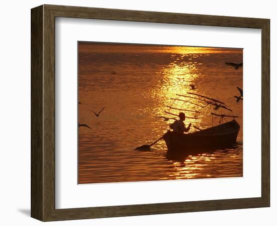 Boat on the River Ganges in Allahabad, India-Rajesh Kumar Singh-Framed Photographic Print