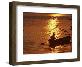 Boat on the River Ganges in Allahabad, India-Rajesh Kumar Singh-Framed Photographic Print