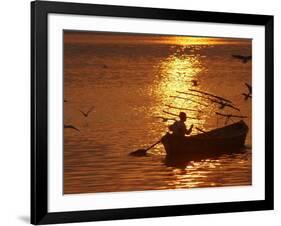 Boat on the River Ganges in Allahabad, India-Rajesh Kumar Singh-Framed Photographic Print