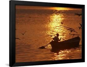 Boat on the River Ganges in Allahabad, India-Rajesh Kumar Singh-Framed Photographic Print
