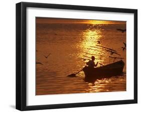 Boat on the River Ganges in Allahabad, India-Rajesh Kumar Singh-Framed Photographic Print