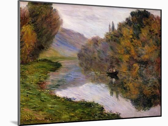 Boat on the Seine near Jeufosse-Claude Monet-Mounted Giclee Print