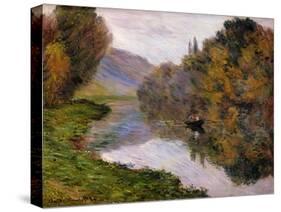 Boat on the Seine near Jeufosse-Claude Monet-Stretched Canvas