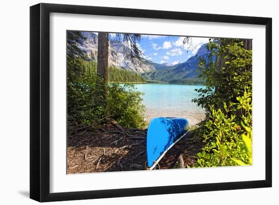 Boat on the Shore, Emerald Lake, Canada-George Oze-Framed Photographic Print