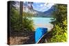 Boat on the Shore, Emerald Lake, Canada-George Oze-Stretched Canvas