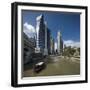 Boat on the Singapore River, the Cavenagh Bridge and the Downtown-Massimo Borchi-Framed Photographic Print