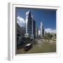 Boat on the Singapore River, the Cavenagh Bridge and the Downtown-Massimo Borchi-Framed Photographic Print