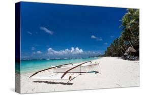 Boat on Tropical Beach-pashapixel-Stretched Canvas