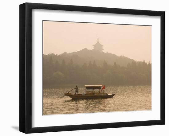 Boat on West Lake, Hangzhou, Zhejiang Province, China-Jochen Schlenker-Framed Photographic Print