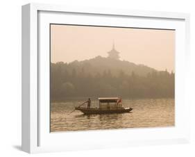 Boat on West Lake, Hangzhou, Zhejiang Province, China-Jochen Schlenker-Framed Photographic Print