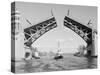 Boat Passing beneath Montlake Bridge-Ray Krantz-Stretched Canvas