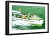 Boat Pulling Water Skier over Green Water, St. Patrick's Day-null-Framed Art Print