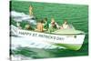 Boat Pulling Water Skier over Green Water, St. Patrick's Day-null-Stretched Canvas