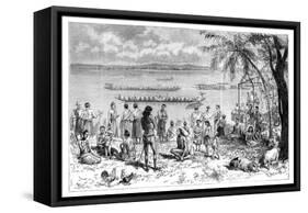 Boat Racing on the Mekong, 1895-Charles Barbant-Framed Stretched Canvas