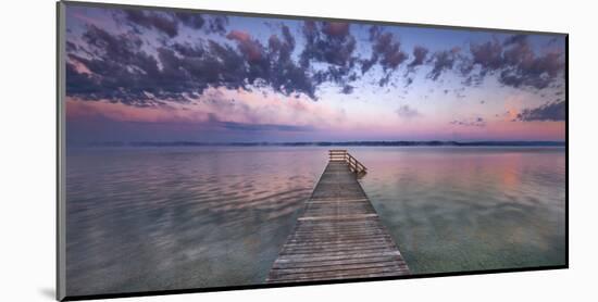 Boat ramp and filigree clouds, Bavaria, Germany-Frank Krahmer-Mounted Art Print