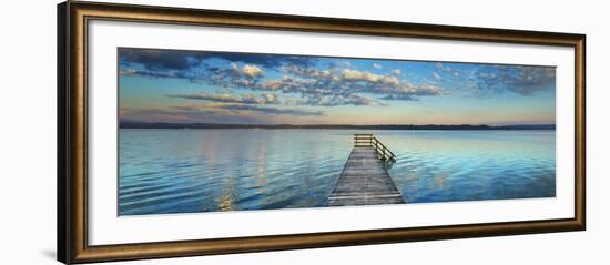 Boat ramp and filigree clouds, Bavaria, Germany-Frank Krahmer-Framed Art Print