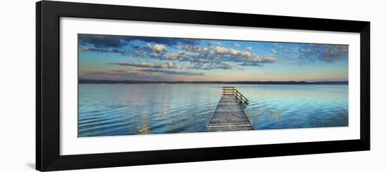 Boat ramp and filigree clouds, Bavaria, Germany-Frank Krahmer-Framed Art Print