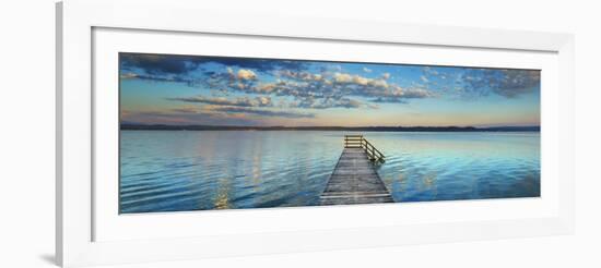 Boat ramp and filigree clouds, Bavaria, Germany-Frank Krahmer-Framed Art Print