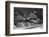 Boat Rests against A House Aft Hurricane-null-Framed Photographic Print