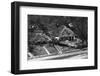 Boat Rests against A House Aft Hurricane-null-Framed Photographic Print