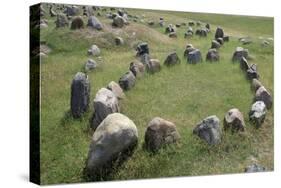 Boat-Shaped Grave for Tribal Leaders, Viking Burial Site, Lindholm Hoje, Aalborg, Jutland, Denmark-null-Stretched Canvas