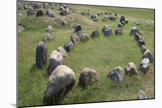 Boat-Shaped Grave for Tribal Leaders, Viking Burial Site, Lindholm Hoje, Aalborg, Jutland, Denmark-null-Mounted Giclee Print