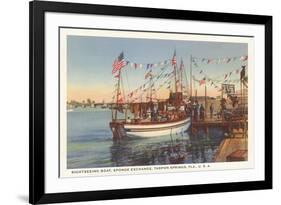 Boat, Sponge Exchange, Tarpon Springs, Florida-null-Framed Art Print