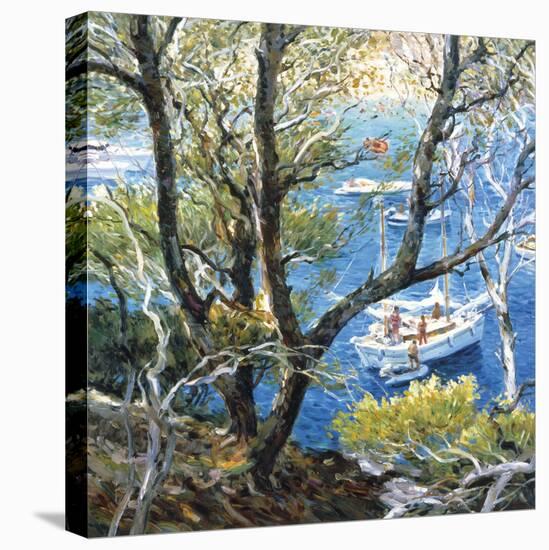 Boat through the Trees-Malva-Stretched Canvas