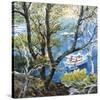 Boat through the Trees-Malva-Stretched Canvas