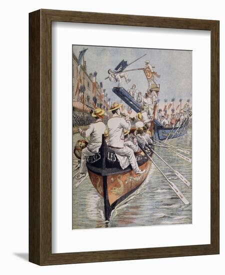 Boat Tournament in Sete in Languedoc Region, August 1905, France, 20th Century-null-Framed Giclee Print