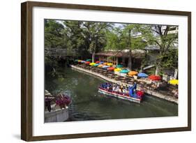 Boat Tours on the Riverwalk in Downtown San Antonio, Texas, USA-Chuck Haney-Framed Photographic Print