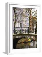 Boat under the Bridge, Amsterdam-Igor Maloratsky-Framed Art Print