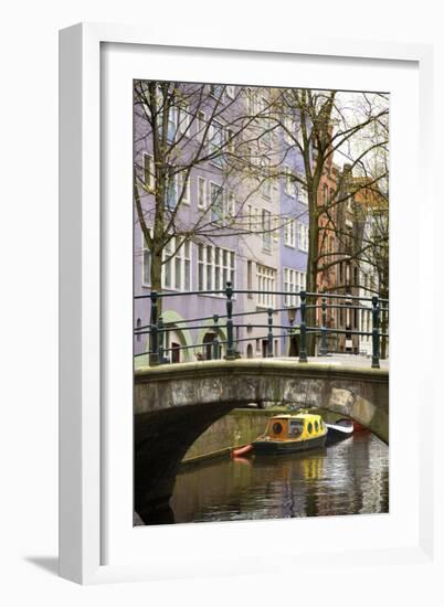 Boat under the Bridge, Amsterdam-Igor Maloratsky-Framed Art Print