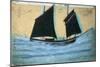 Boat with Plane and Airship (Oil and Pencil on Cardboard)-Alfred Wallis-Mounted Giclee Print