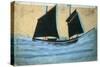 Boat with Plane and Airship (Oil and Pencil on Cardboard)-Alfred Wallis-Stretched Canvas