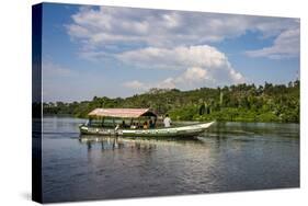 Boat with Tourists Shipping around the Source of the Nile, Jinja, Uganda, East Africa, Africa-Michael-Stretched Canvas