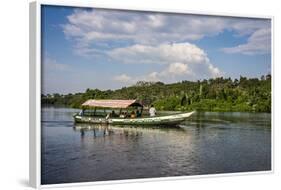 Boat with Tourists Shipping around the Source of the Nile, Jinja, Uganda, East Africa, Africa-Michael-Framed Photographic Print