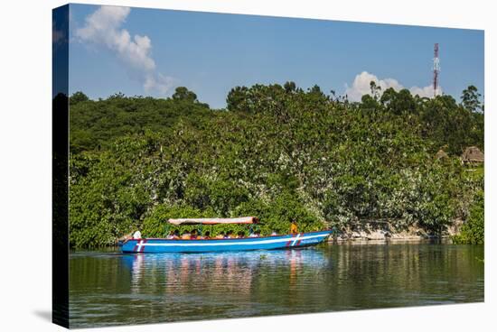 Boat with Tourists Shipping around the Source of the Nile, Jinja, Uganda, East Africa, Africa-Michael-Stretched Canvas