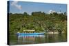 Boat with Tourists Shipping around the Source of the Nile, Jinja, Uganda, East Africa, Africa-Michael-Stretched Canvas