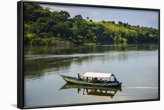 Boat with Tourists Shipping around the Source of the Nile, Jinja, Uganda, East Africa, Africa-Michael-Framed Photographic Print