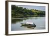 Boat with Tourists Shipping around the Source of the Nile, Jinja, Uganda, East Africa, Africa-Michael-Framed Photographic Print