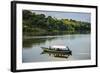 Boat with Tourists Shipping around the Source of the Nile, Jinja, Uganda, East Africa, Africa-Michael-Framed Photographic Print