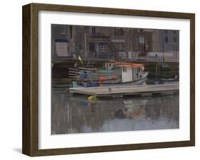 Boat with Yellow Flag, Padstow, January-Tom Hughes-Framed Giclee Print