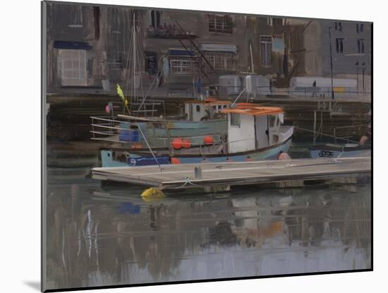 Boat with Yellow Flag, Padstow, January-Tom Hughes-Mounted Giclee Print